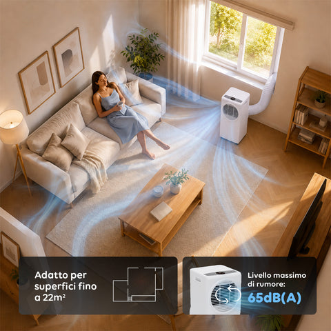 Condizionatore Portatile 9000 BTU 3 in 1 in ABS con Telecomando (Classe A R290), 895W + Timer 24h