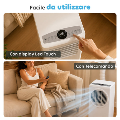 Condizionatore Portatile 9000 BTU 3 in 1 in ABS con Telecomando (Classe A R290), 895W + Timer 24h