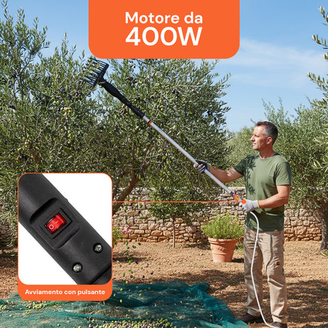Scuotitore per Olive con Motore 400W e Rastrello in ABS Antibloccaggio