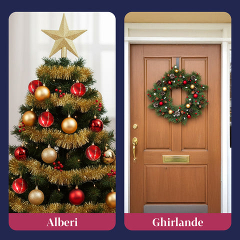 Kit Addobbi Natalizi 44 Pezzi Rosso e Oro – Con Punta a Stella