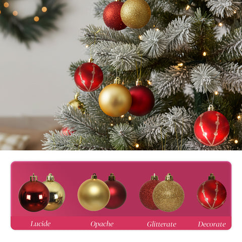 Kit Addobbi Natalizi 44 Pezzi Rosso e Oro – Con Punta a Stella