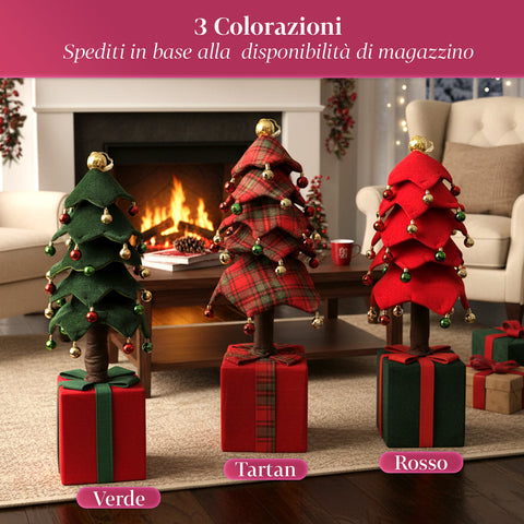 Albero di Natale Estensibile 90 cm – Con Luci e Base Pacco Regalo