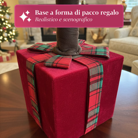 Albero di Natale Estensibile 90 cm – Con Luci e Base Pacco Regalo