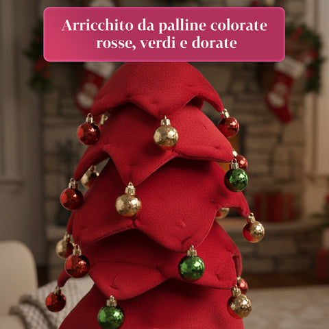 Albero di Natale Estensibile 90 cm – Con Luci e Base Pacco Regalo