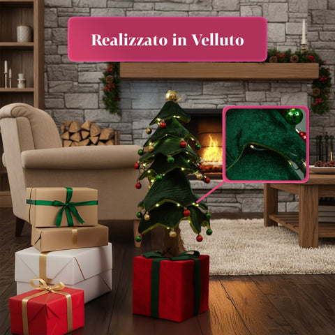 Albero di Natale Estensibile 90 cm – Con Luci e Base Pacco Regalo