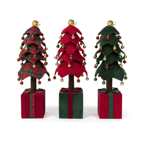 Albero di Natale Estensibile 90 cm – Con Luci e Base Pacco Regalo