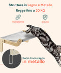 Letto pensile per gatti Puppy Lovers con struttura in legno e metallo che regge fino a 20kg, resistente e sicura con ganci di ancoraggio in metallo
