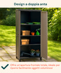 Mobile Tuttopiani Toomax design a doppia anta con apertura frontale totale, ideale per riporre facilmente oggetti voluminosi, terrazza moderna