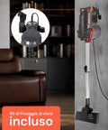 Aspirapolvere con kit di fissaggio a muro incluso, supporto con porta accessori per stoccaggio comodo e organizzato