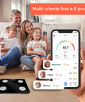 Bilancia multiutente fino a 8 profili per tutta la famiglia con app smartphone, monitoraggio personalizzato e sincronizzazione dati individuali
