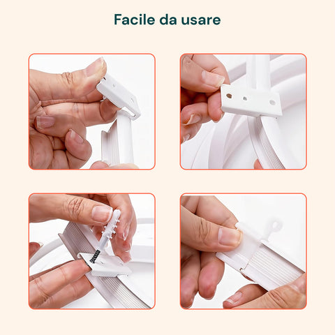 Binario Tenda Soffitto/Parete Flessibile 5m con Supporti, Ganci e Rulli