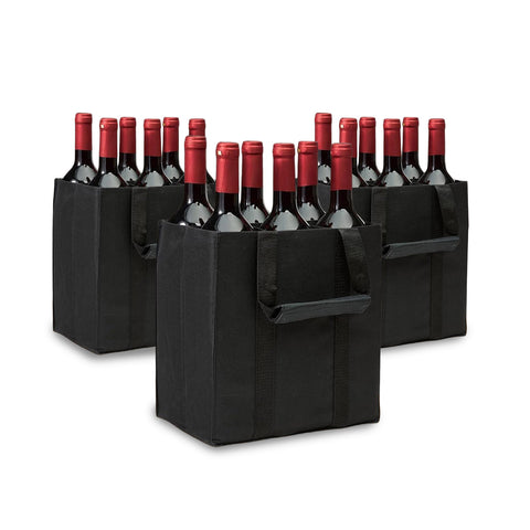 Set 3 Borse Porta Bottiglie 6 Scomparti – Tessuto Oxford Impermeabile