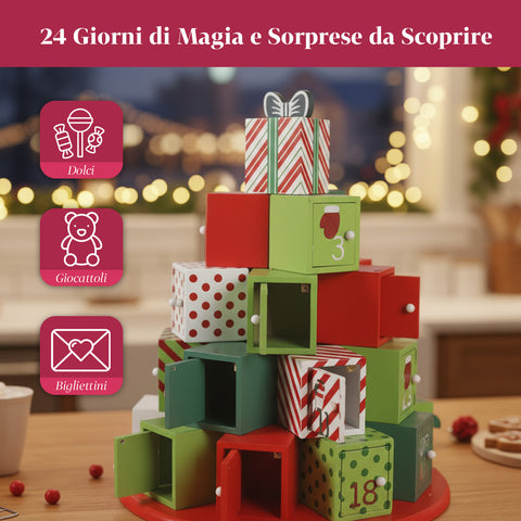 Calendari dell’Avvento – Versione Albero con Cassetti o Casette con Sticker