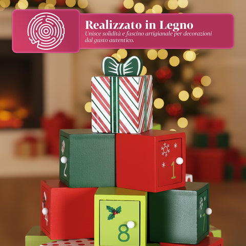 Calendari dell’Avvento – Versione Albero con Cassetti o Casette con Sticker