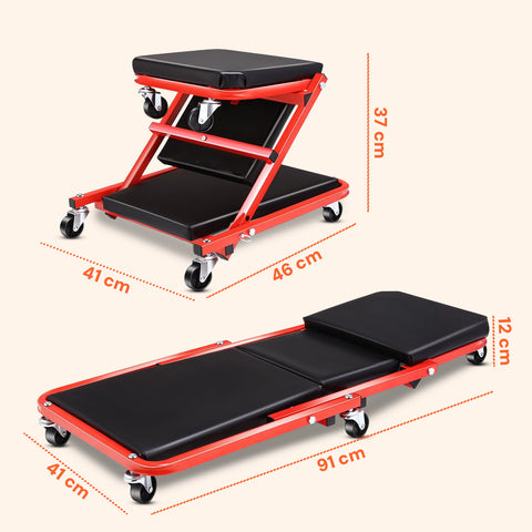 Carrello Sotto Auto 2 in 1 con Schienale Imbottito e Portata 150 kg