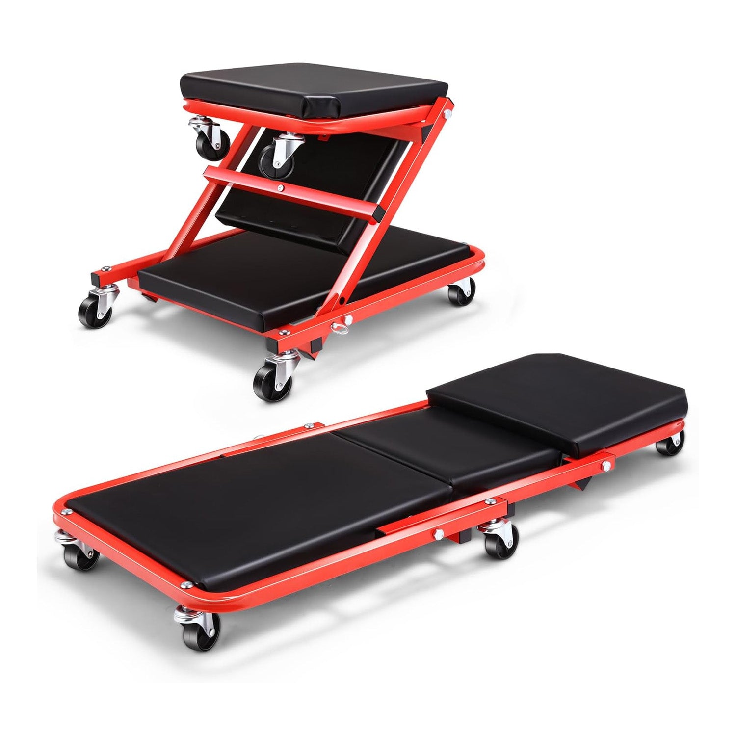 Carrello Sotto Auto 2 in 1 con Schienale Imbottito e Portata 150 kg