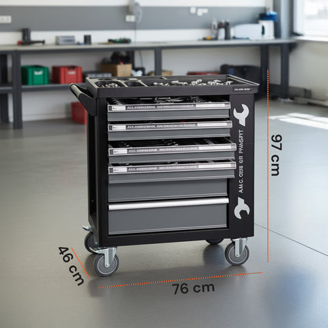 Cassettiera per Officina con Utensili Professionali e Struttura Robusta su Ruote