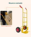 Carrello con manico ergonomico antiscivolo da 16cm per presa salda e confortevole, sicuro anche durante uso prolungato con carichi ingombranti