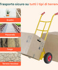 Carrello per trasporto sicuro su tutti i tipi di terreno: gradini, passerella, fango e terreno roccioso, versatile per ogni superficie