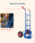 Carrello sicuro e comodo con manico ergonomico antiscivolo da 16cm per presa salda, impugnature rosse per comfort ottimale