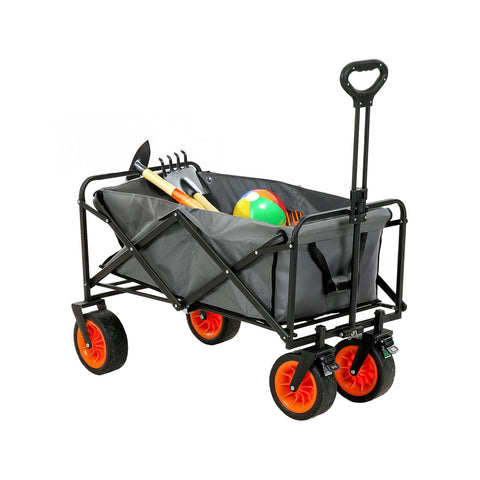 Carrello da Giardino Pieghevole in Acciaio con Freno e Manico Portata 160kg