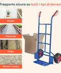 Carrello per trasporto sicuro su tutti i tipi di terreno: gradini, passerella, fango e terreno roccioso con ruote 2 PR