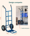 Carrello trasporto 250 kg Garden Friend in acciaio verniciato blu con ruote pneumatiche resistenti Ean-8023755040727