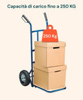 Carrello da Carico 250 kg in Acciaio Blu con Ruote Pneumatiche Resistenti Ean-8023755040727