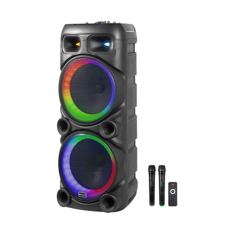 Cassa Bluetooth Karaoke XL 90 cm 800W con LED RGB e 2 Microfoni Wireless Inclusi