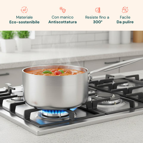 Casseruola Alta in Alluminio 16/20/24 cm con Manico Inox – Forno e Gas