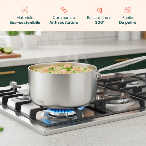 Casseruola Alta in Alluminio 16/20/24 cm con Manico Inox – Forno e Gas