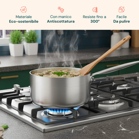 Casseruola Alta in Alluminio 16/20/24 cm con Manico Inox – Forno e Gas