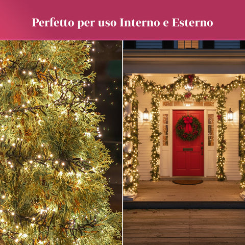 Luci Natale 1000 LED Bianco Caldo – Catena da 100 Metri per Esterni e Interni