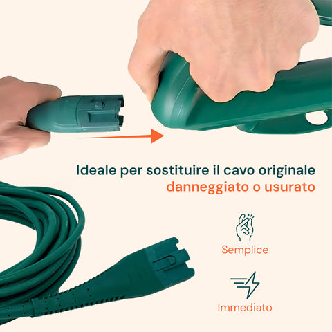 Cavo Alimentazione VK130/131 – Ricambio Compatibile 7-10m Verde con Spina