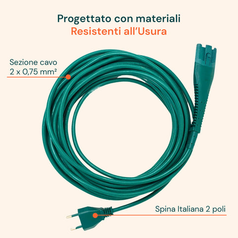 Cavo Alimentazione VK130/131 – Ricambio Compatibile 7-10m Verde con Spina