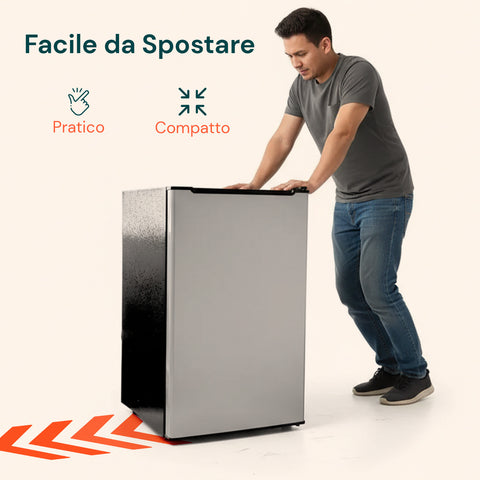 Freezer Monoporta 80 Litri con Apertura Frontale e Design Bicolore Argento/Nero