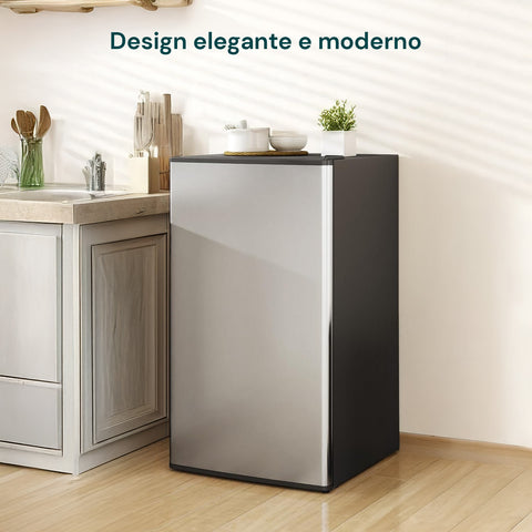 Freezer Monoporta 80 Litri con Apertura Frontale e Design Bicolore Argento/Nero