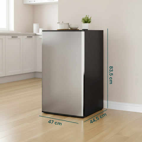 Freezer Monoporta 80 Litri con Apertura Frontale e Design Bicolore Argento/Nero