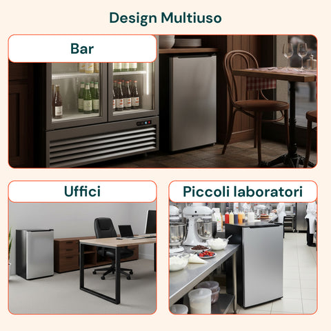 Freezer Monoporta 80 Litri con Apertura Frontale e Design Bicolore Argento/Nero