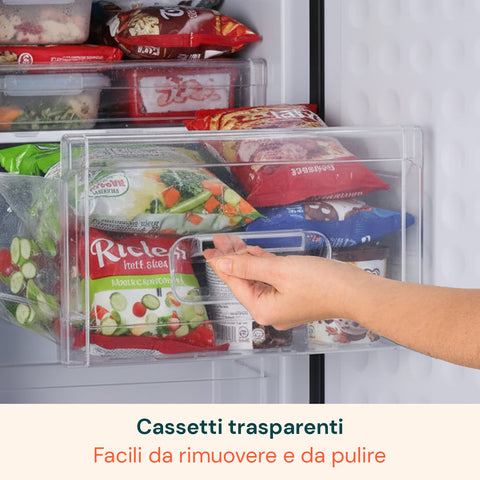 Freezer Monoporta 80 Litri con Apertura Frontale e Design Bicolore Argento/Nero