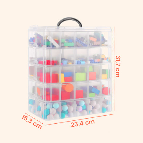 Organizer in Plastica a 5 Livelli con Maniglia e Scomparti Rimovibili