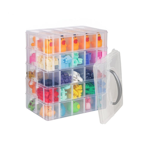 Organizer in Plastica a 5 Livelli con Maniglia e Scomparti Rimovibili