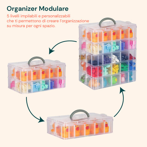 Organizer in Plastica a 5 Livelli con Maniglia e Scomparti Rimovibili