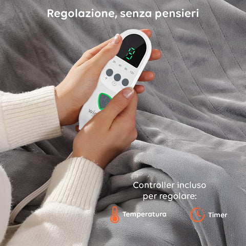 Coperta Termica Matrimoniale Fluffy Coprimaterasso Lavabile in Flanella con Timer 9H