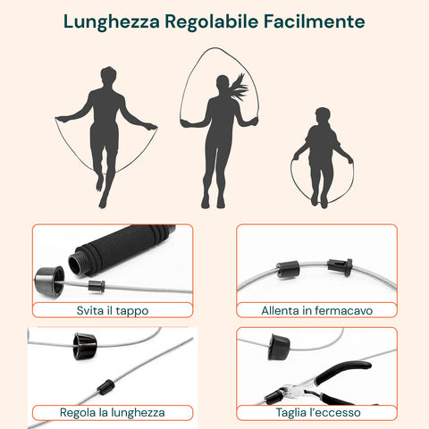 Corda da Salto Fitness con Impugnatura Ergonomica e Borsa