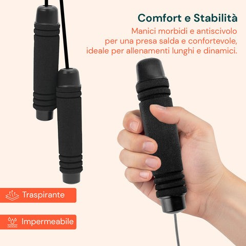 Corda da Salto Fitness con Impugnatura Ergonomica e Borsa