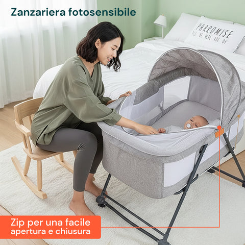 Culla Pieghevole Multifunzionale per Neonato – Portatile e Sicura