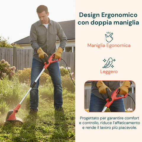 Decespugliatore Elettrico Regolabile – 550W e Sistema Tap & Go