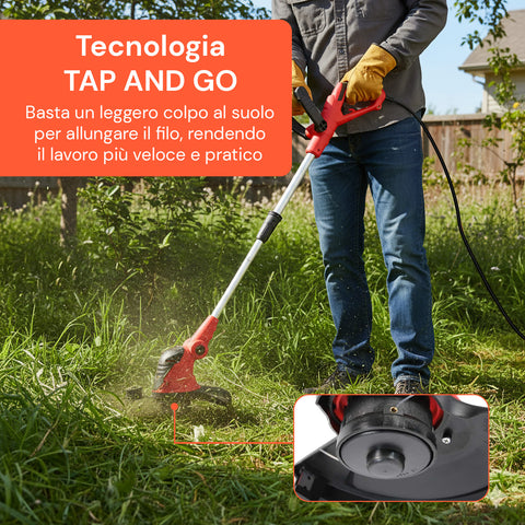 Decespugliatore Elettrico Regolabile – 550W e Sistema Tap & Go