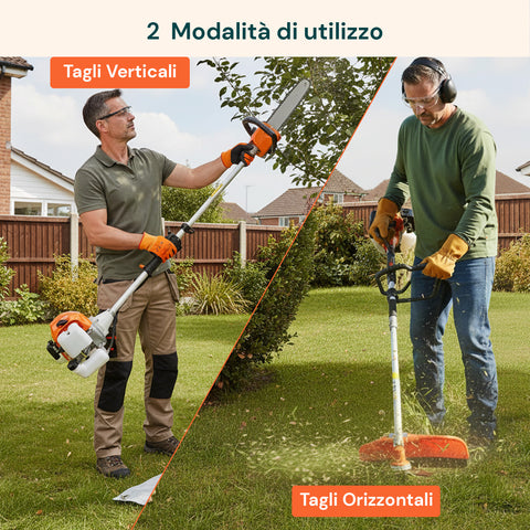 Decespugliatore a Scoppio 4 in 1 con Tagliasiepi, Motosega e Troncarami 52cc